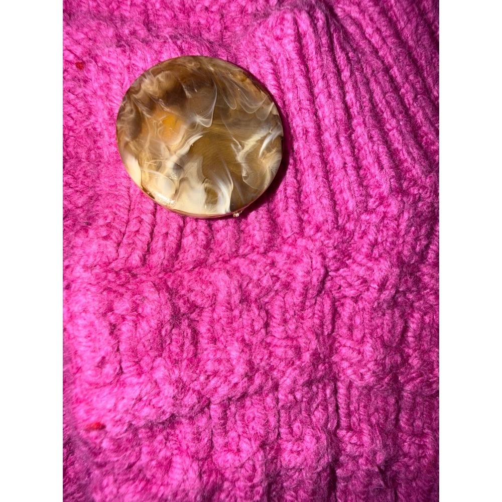 Ann Taylor Hot Pink waffle Knit Cardigan  button front  Grandmacore Cottage L - Picture 6 of 13